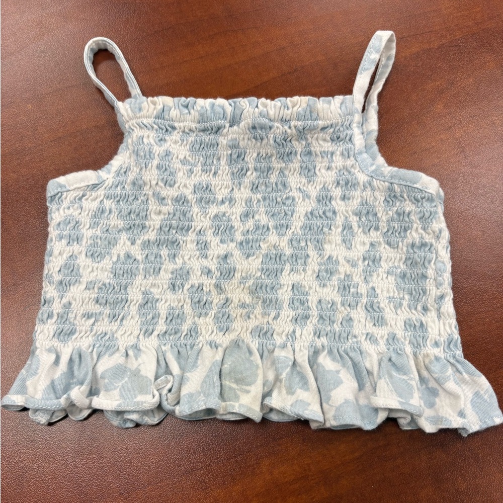 GAP Blue and White Baby Smocked Top